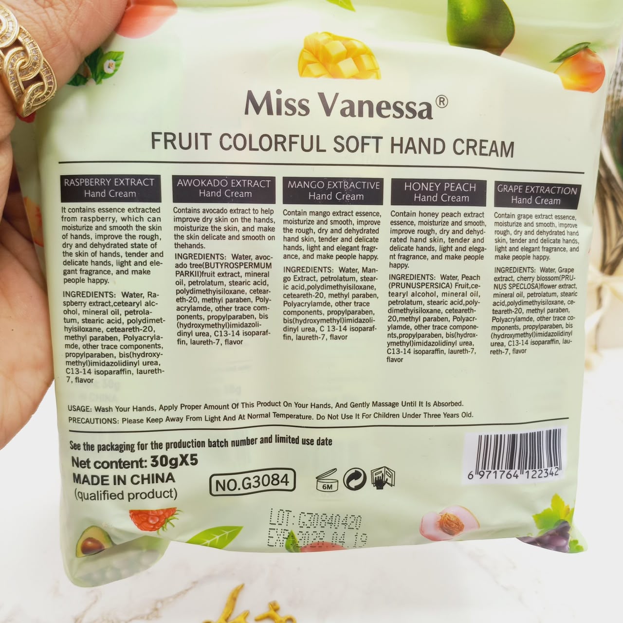 Miss Vanessa Fruit Colorful Soft Hand Cream 5pcs- 30g x 5 Pcs - Image 4