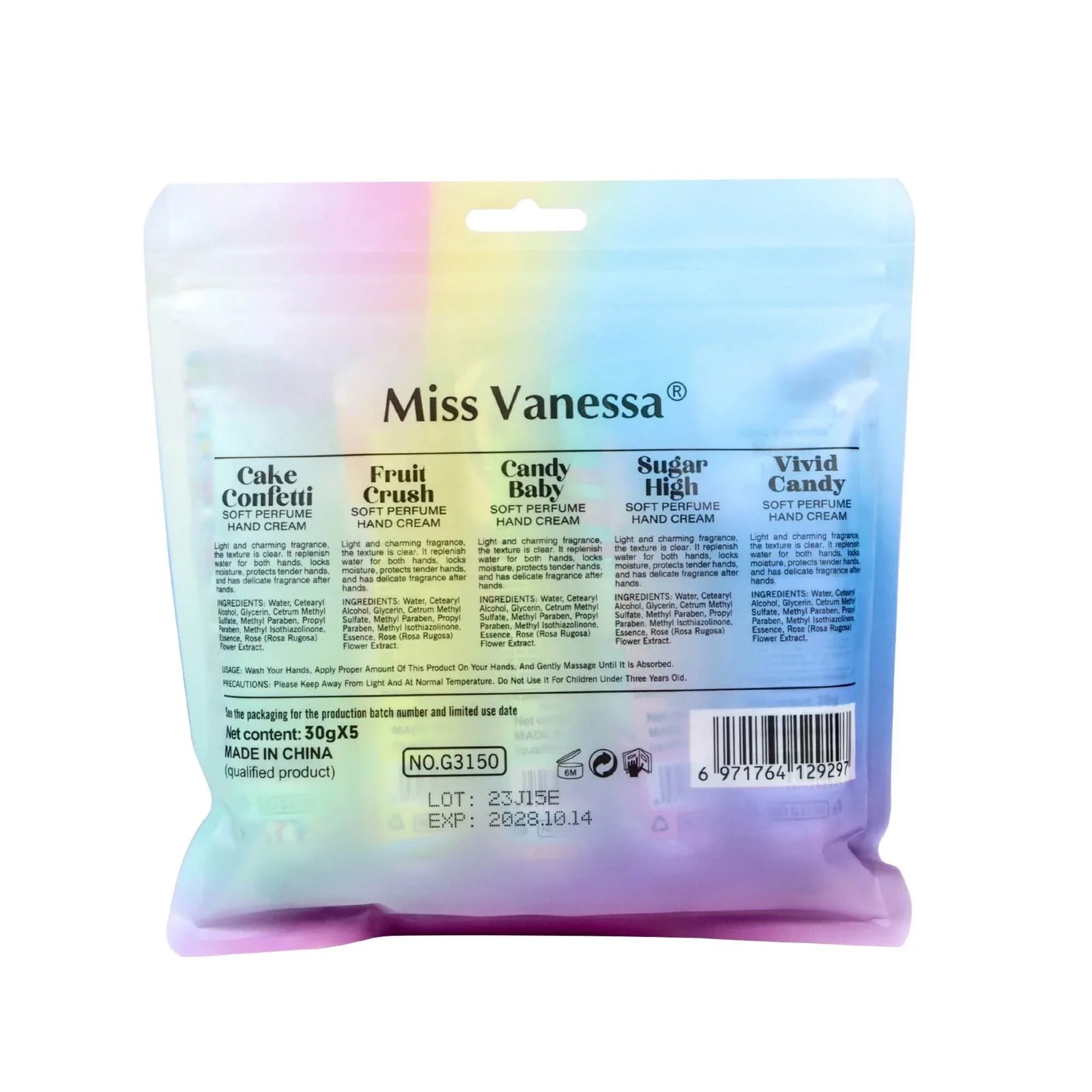 Miss Vanessa Vivid Candy Perfumed Hand Cream Set - 30g X 5 Pcs - Image 3