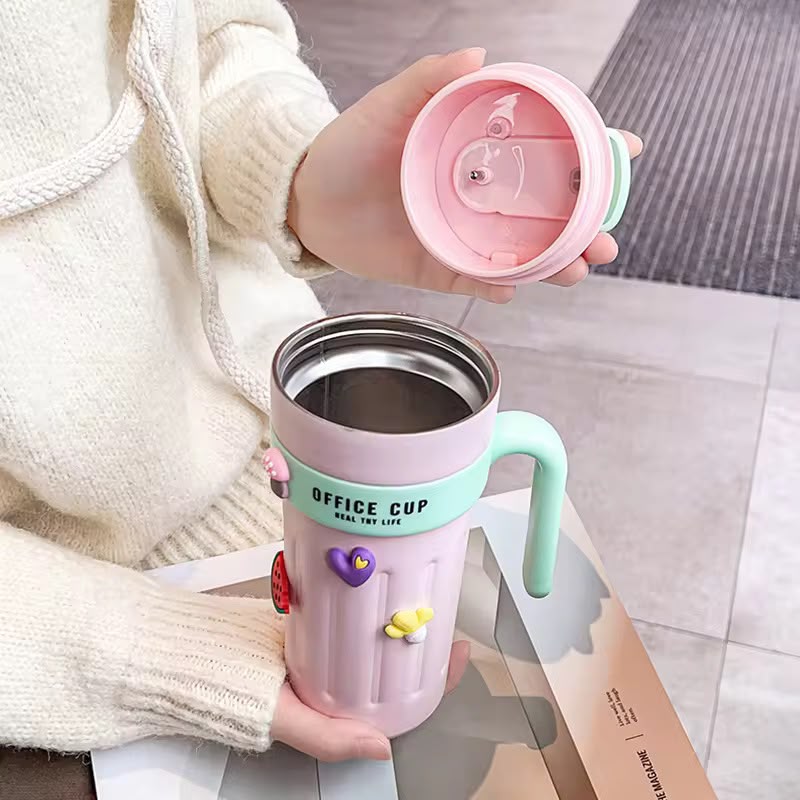 Stainless Steel Coffee Cup with Handle 650ml - Image 3
